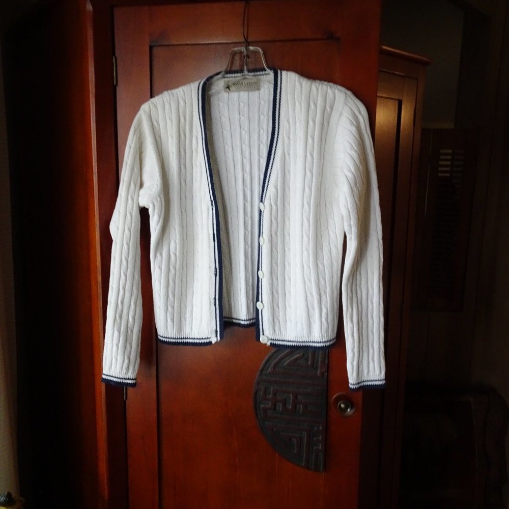 Vtg Marsh Landing White Preppy School Girl Sweater S View 2
